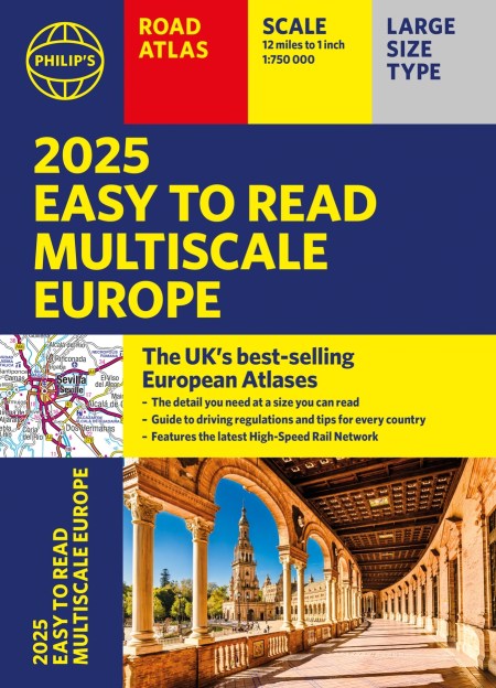 2025 Philip’s Easy to Read Multiscale Road Atlas of Europe